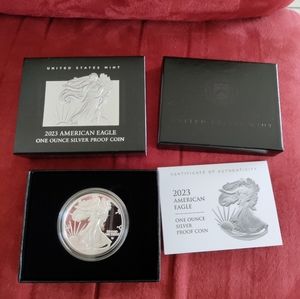 2023 W AMERICAN SILVER EAGLE- PROOF W/ BOX & COA  23EA IN HAND